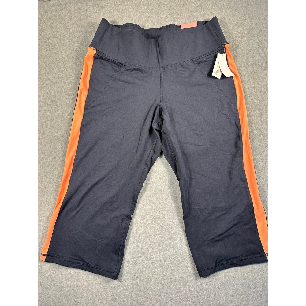 Livi Lane Bryant Signature Stretch Yoga Capri Gray Orange Side Stripe 18/20 NWT